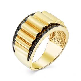 Кольцо из лимонного золота Мастер Бриллиант 06M1-107-189-48 с чёрным бриллиантом 06M1-107-189-48 фото