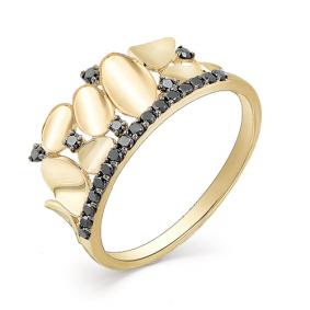 Кольцо из лимонного золота Мастер Бриллиант 06M1-107-296-48 с чёрным бриллиантом 06M1-107-296-48 фото