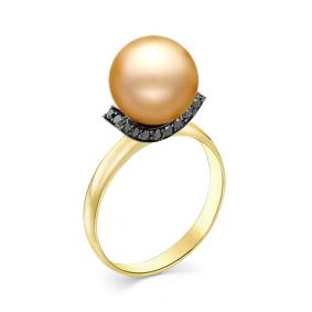 Кольцо из лимонного золота Мастер Бриллиант 06M1-107-314-22 с бриллиантом и жемчугом 06M1-107-314-22 фото