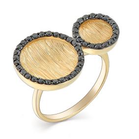 Кольцо из лимонного золота Мастер Бриллиант 06M1-107-331-48 с чёрным бриллиантом 06M1-107-331-48 фото