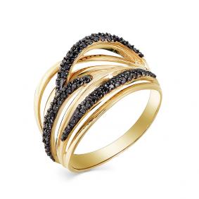 Кольцо из лимонного золота Мастер Бриллиант 06M1-107-347-48 с чёрным бриллиантом 06M1-107-347-48 фото