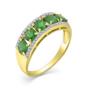 Кольцо из лимонного золота Мастер Бриллиант 06M1-107-370-01 с бриллиантом и изумрудом 06M1-107-370-01 фото