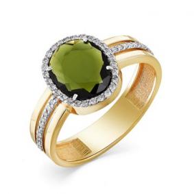 Кольцо из лимонного золота Мастер Бриллиант 06M1-107-375-18 с бриллиантом и турмалином 06M1-107-375-18 фото