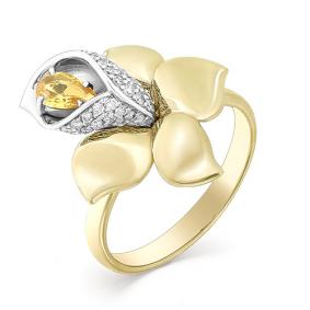 Кольцо из лимонного золота Мастер Бриллиант 06M1-107-377-02 с бриллиантом и сапфиром 06M1-107-377-02 фото