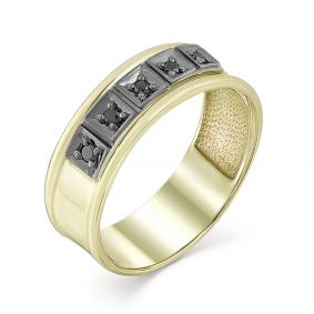 Кольцо из лимонного золота Мастер Бриллиант 06M1-107-420-48 с чёрным бриллиантом 06M1-107-420-48 фото
