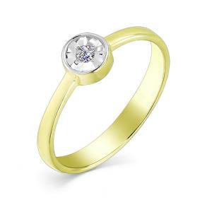 Кольцо из лимонного золота Мастер Бриллиант 06M1-107-446 с бриллиантом 06M1-107-446 фото