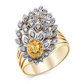 Кольцо из лимонного золота Мастер Бриллиант 06M1-107-616-56 с бриллиантом и сапфиром 06M1-107-616-56 фото