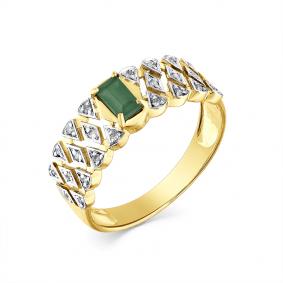 Кольцо из лимонного золота Мастер Бриллиант 06M1-107-727-01 с бриллиантом и изумрудом 06M1-107-727-01 фото