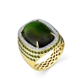 Кольцо из лимонного золота Мастер Бриллиант 06M1-306233-00-55 с бриллиантом и турмалином 06M1-306233-00-55 фото