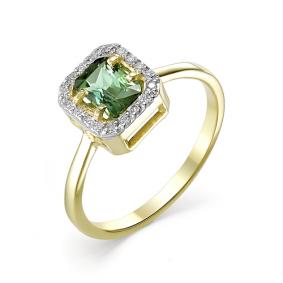 Кольцо из лимонного золота Мастер Бриллиант 06M1-306679-00-18-7 с бриллиантом и турмалином 06M1-306679-00-18-7 фото