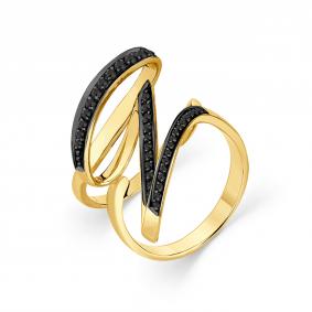Кольцо из лимонного золота Мастер Бриллиант 06M1-307037-00-48 с чёрным бриллиантом 06M1-307037-00-48 фото
