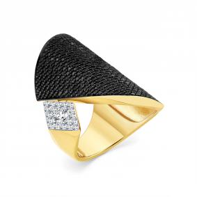Кольцо из лимонного золота Мастер Бриллиант 06M1-307124-00-55 с бриллиантом и чёрным бриллиантом 06M1-307124-00-55 фото