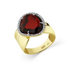 Кольцо из лимонного золота Мастер Бриллиант 06M1-307143-00-16 с бриллиантом и гранатом 06M1-307143-00-16 фото