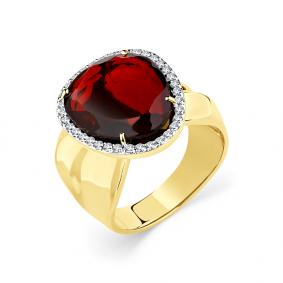 Кольцо из лимонного золота Мастер Бриллиант 06M1-307143-03-16 с бриллиантом и гранатом 06M1-307143-03-16 фото