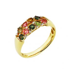 Кольцо из лимонного золота Мастер Бриллиант 06M1-307374-00-60-7 с бриллиантом и турмалином 06M1-307374-00-60-7 фото