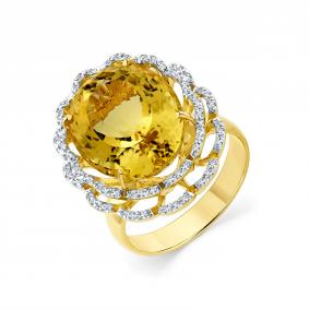 Кольцо из лимонного золота Мастер Бриллиант с бериллом и бриллиантом 06M1-307743-00-54 06M1-307743-00-54 фото