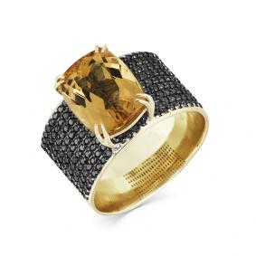 Кольцо из лимонного золота Мастер Бриллиант с бриллиантом и бериллом 06M1-307760-00-55 06M1-307760-00-55 фото