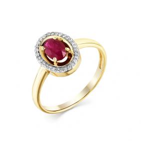 Кольцо из лимонного золота Мастер Бриллиант 06M1-307839-00-03-7 с бриллиантом и рубином 06M1-307839-00-03-7 фото