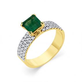 Кольцо из лимонного золота Мастер Бриллиант 06M1-307938-01-01 с бриллиантом и изумрудом 06M1-307938-01-01 фото