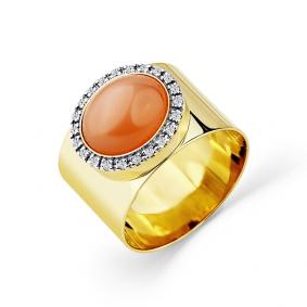 Кольцо из лимонного золота Мастер Бриллиант 06M1-308064-00-12 с бриллиантом и лунным камнем 06M1-308064-00-12 фото