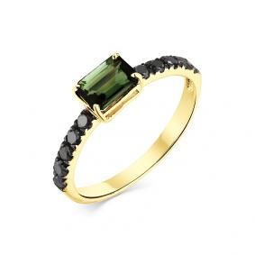 Кольцо из лимонного золота Мастер Бриллиант 06M1-308066-00-55 с бриллиантом и турмалином 06M1-308066-00-55 фото