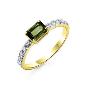 Кольцо из лимонного золота Мастер Бриллиант 06M1-308066-00-60 с бриллиантом и турмалином 06M1-308066-00-60 фото