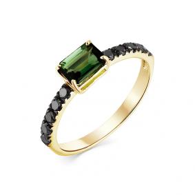 Кольцо из лимонного золота Мастер Бриллиант 06M1-308066-01-60 с бриллиантом и турмалином 06M1-308066-01-60 фото