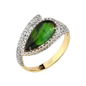 Кольцо из лимонного золота Мастер Бриллиант 06M1-308073-00-18 с бриллиантом и турмалином 06M1-308073-00-18 фото