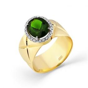 Кольцо из лимонного золота Мастер Бриллиант 06M1-308094-00-37 с бриллиантом и турмалином 06M1-308094-00-37 фото