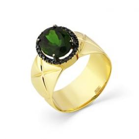 Кольцо из лимонного золота Мастер Бриллиант 06M1-308094-00-55 с турмалином и чёрным бриллиантом 06M1-308094-00-55 фото