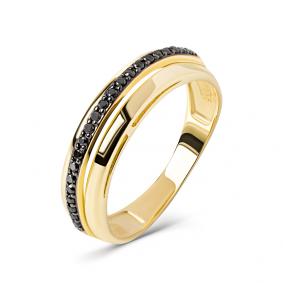Кольцо из лимонного золота Мастер Бриллиант 06M1-308138-00-48 с чёрным бриллиантом 06M1-308138-00-48 фото