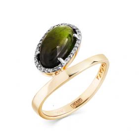 Кольцо из лимонного золота Мастер Бриллиант 06M1-308143-00-18 с бриллиантом и турмалином 06M1-308143-00-18 фото