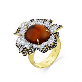 Кольцо из лимонного золота Мастер Бриллиант 06M1-308160-00-56 с бриллиантом и турмалином 06M1-308160-00-56 фото