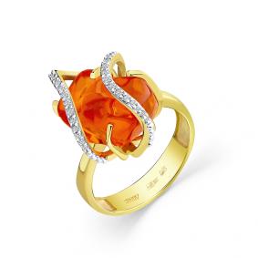 Кольцо из лимонного золота Мастер Бриллиант 06M1-308162-02-36 с бриллиантом и опалом 06M1-308162-02-36 фото