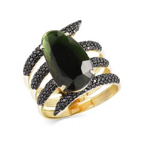 Кольцо из лимонного золота Мастер Бриллиант 06M1-308206-00-55 с бриллиантом и турмалином 06M1-308206-00-55 фото