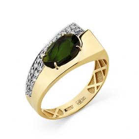 Кольцо из лимонного золота Мастер Бриллиант 06M1-308245-00-18 с бриллиантом и турмалином 06M1-308245-00-18 фото