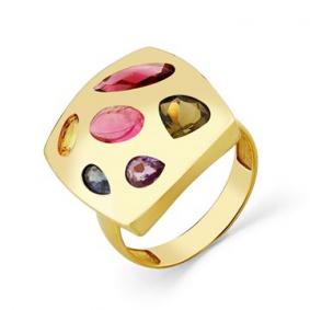 Кольцо из лимонного золота Мастер Бриллиант 06M1-308293-00-55 с сапфиром и турмалином 06M1-308293-00-55 фото