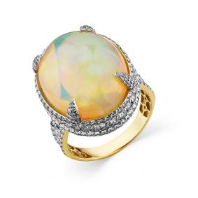 Кольцо из лимонного золота Мастер Бриллиант 06M1-308306-00-36 с бриллиантом и опалом 06M1-308306-00-36 фото