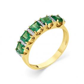 Кольцо из лимонного золота Мастер Бриллиант 06M1-308387-00-01 с бриллиантом и изумрудом 06M1-308387-00-01 фото