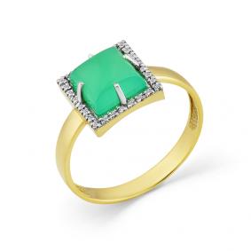 Кольцо из лимонного золота Мастер Бриллиант 06M1-308389-00-19 с бриллиантом и хризопразом 06M1-308389-00-19 фото