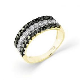 Кольцо из лимонного золота Мастер Бриллиант 06M1-308395-00-55 с бриллиантом и чёрным бриллиантом 06M1-308395-00-55 фото