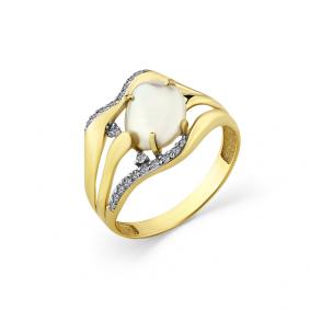 Кольцо из лимонного золота Мастер Бриллиант 06M1-308421-00-28 с бриллиантом и жемчугом 06M1-308421-00-28 фото