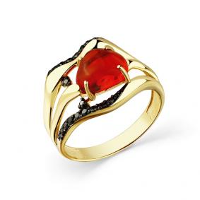 Кольцо из лимонного золота Мастер Бриллиант 06M1-308421-00-55 с опалом и чёрным бриллиантом 06M1-308421-00-55 фото