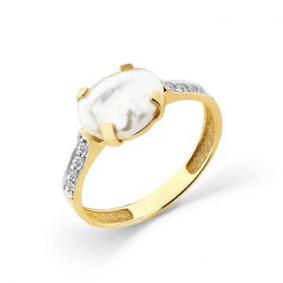 Кольцо из лимонного золота Мастер Бриллиант 06M1-308448-00-28 с бриллиантом и жемчугом 06M1-308448-00-28 фото