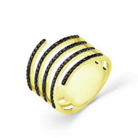 Кольцо из лимонного золота Мастер Бриллиант 06M1-308472-00-48 с чёрным бриллиантом 06M1-308472-00-48 фото