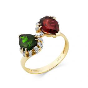 Кольцо из лимонного золота Мастер Бриллиант 06M1-308484-00-55 с бриллиантом и турмалином 06M1-308484-00-55 фото