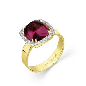 Кольцо из лимонного золота Мастер Бриллиант с бриллиантом и рубеллитом 06M1-308527-00-32 06M1-308527-00-32 фото