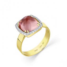 Кольцо из лимонного золота Мастер Бриллиант 06M1-308527-01-18 с бриллиантом и турмалином 06M1-308527-01-18 фото