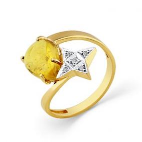 Кольцо из лимонного золота Мастер Бриллиант 06M1-308530-00-18 с бриллиантом и турмалином 06M1-308530-00-18 фото