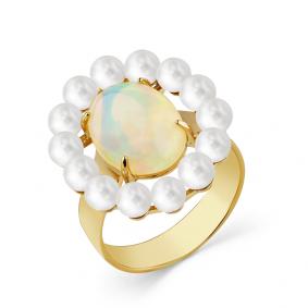 Кольцо из лимонного золота Мастер Бриллиант 06M1-308539-00-55 с опалом и жемчугом 06M1-308539-00-55 фото